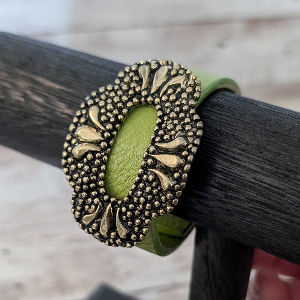Green Cuff Bracelet with Pretty Detail